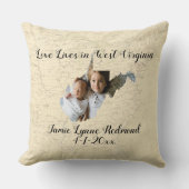 ウェストバージニア州に住む古い地図州写真 クッション (正面)