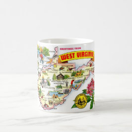 ウェストバージニア州のイラストマップ コーヒーマグカップ
