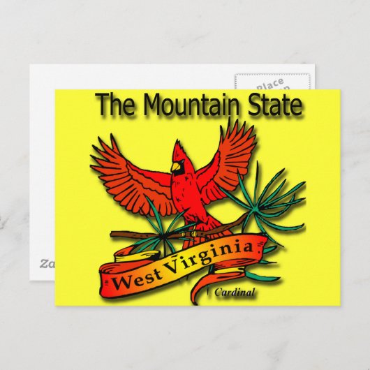 ウェストバージニア州のマウンテンステートカーディナル ポストカード (正面/裏面)
