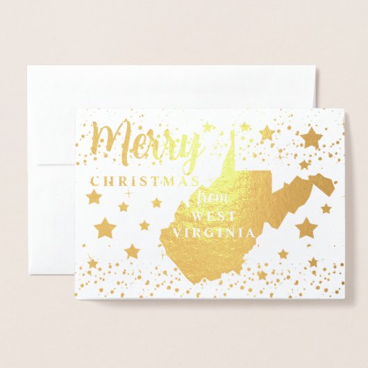 ウェストバージニア州のメリークリスマス州写真 箔カード (封筒付き正面)