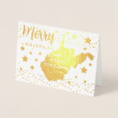 ウェストバージニア州のメリークリスマス州写真 箔カード (正面)