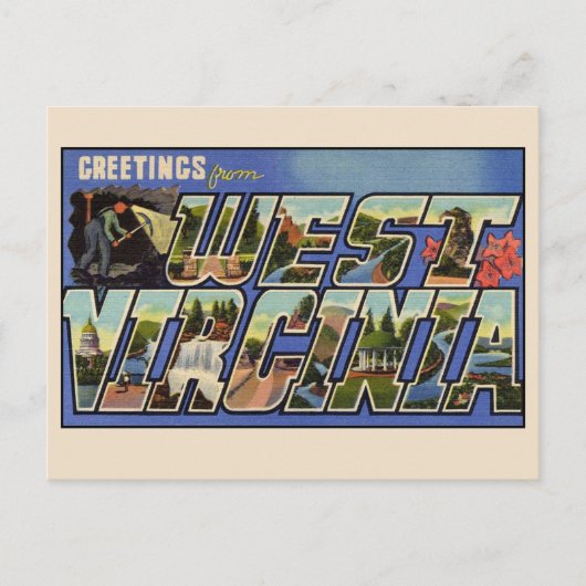 ウェストバージニア州のラージレターヴィンテージからの挨拶 ポストカード (正面)