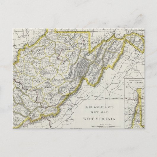 ウェストバージニア州のヴィンテージ地図（1889） ポストカード (正面)
