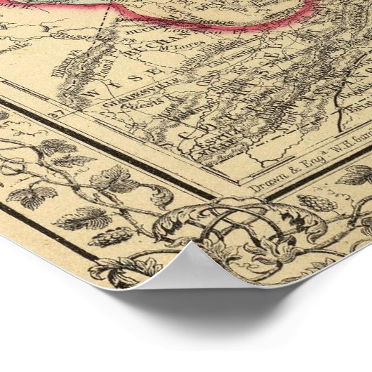 ウェストバージニア州の地図 ポスター (角)