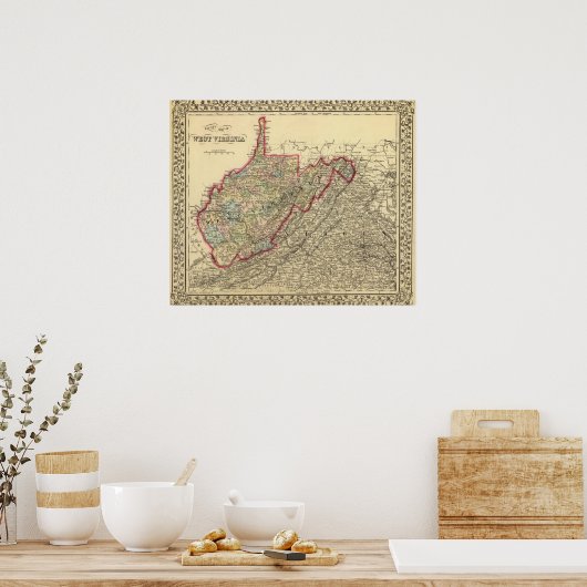 ウェストバージニア州の地図 ポスター (キッチン)