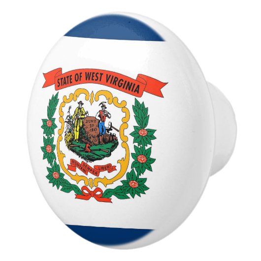 ウェストバージニア州の旗とセラミックノブの引っ張り州 セラミックノブ (右)