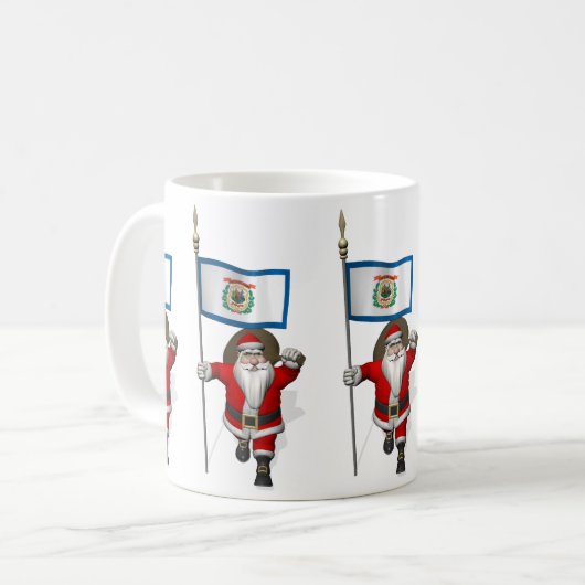 ウェストバージニア州の看板を持つサンタクロース コーヒーマグカップ (正面左)