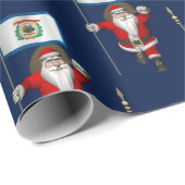 ウェストバージニア州の看板を持つサンタクロース ラッピングペーパー (ロールコーナー)