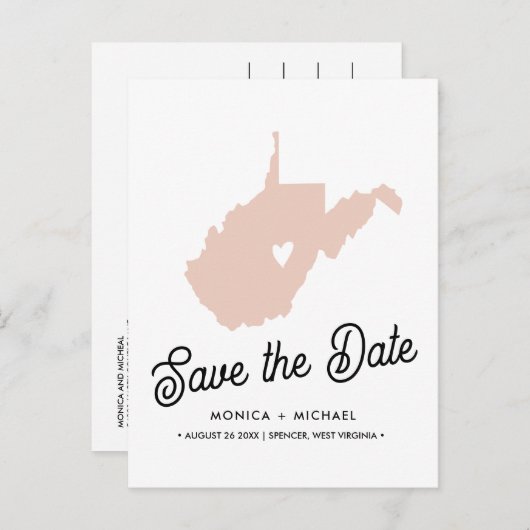 ウェストバージニア州デスティネーションウェディングANY COLOR 案内ポストカード (正面/裏面)