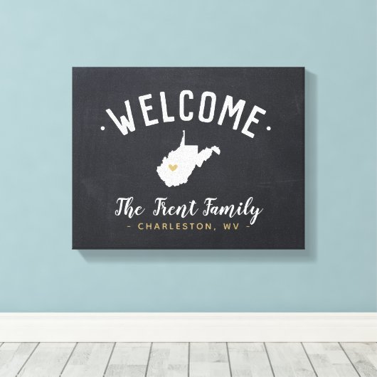 ウェストバージニア州ファミリーモノグラムウェルカムサイン キャンバスプリント (インサイチュ (ウッドフロア))