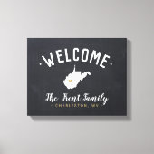 ウェストバージニア州ファミリーモノグラムウェルカムサイン キャンバスプリント (正面)