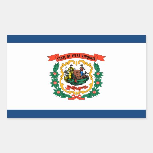 ウェストバージニア州州公式国旗のステッカー 長方形シール (正面)