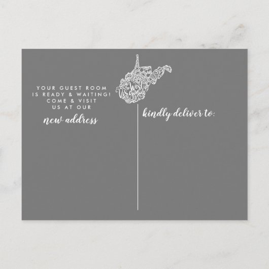 ウェストバージニア州引っ越しアナウンスポストカード 案内ポストカード (裏面)