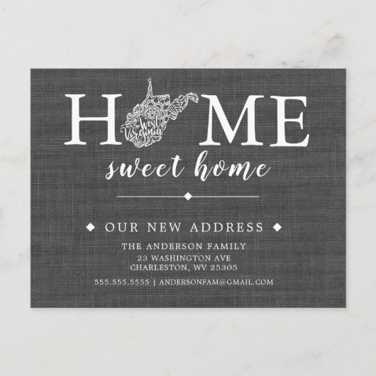 ウェストバージニア州引っ越しアナウンスポストカード 案内ポストカード (正面)