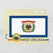 ウェストバージニア州旗とシール ポストカード (正面/裏面)