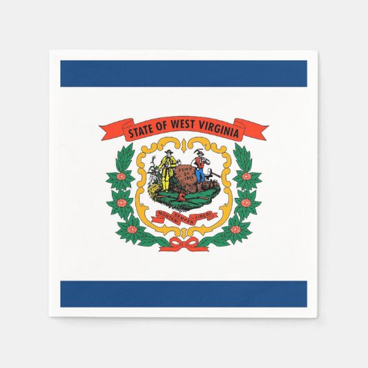 ウェストバージニア州旗と愛国的紙ナプキン スタンダードカクテルナプキン (正面)