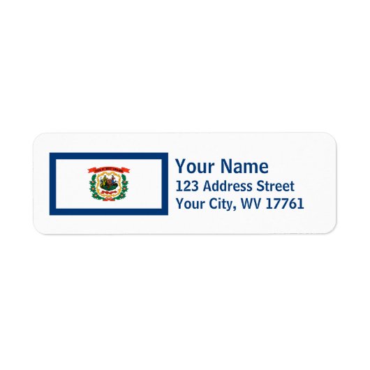 ウェストバージニア州旗の差出人住所ラベル ラベル (正面)