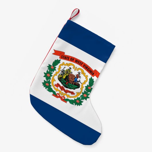 ウェストバージニア州旗を持つクリスマスストッキング スモールクリスマスストッキング (正面 (吊り時))