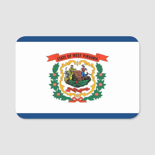 ウェストバージニア州旗を持つ愛国的な名前タグ 名札 (正面)