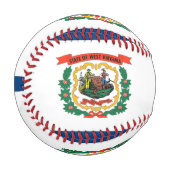 ウェストバージニア州旗を持つ愛国野球 野球ボール (正面左)