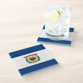 ウェストバージニア州旗デザインデコール ガラスコースター (アングル)