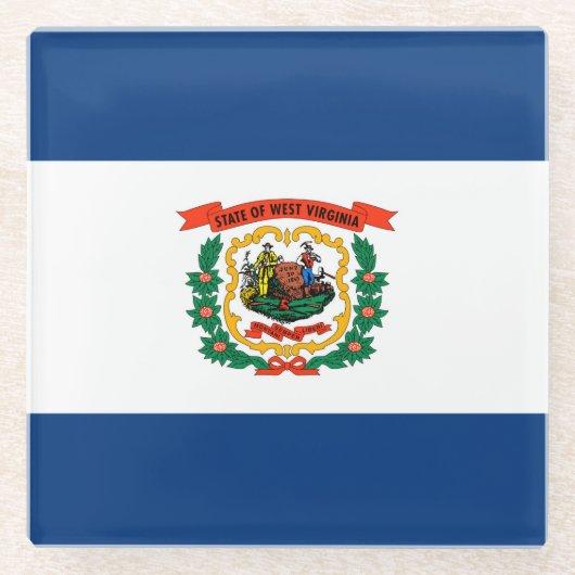 ウェストバージニア州旗デザインデコール ガラスコースター (正面)