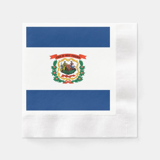 ウェストバージニア州旗デザイン 縁ありカクテルナプキン (正面)