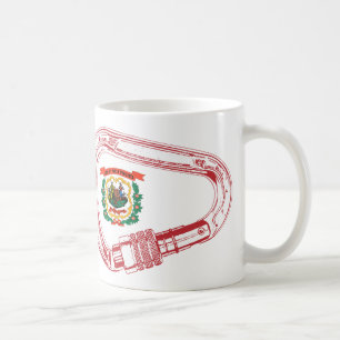 ウェストバージニア州旗登山カラビナー コーヒーマグカップ