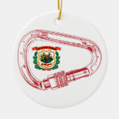 ウェストバージニア州旗登山カラビナー セラミックオーナメント (正面)