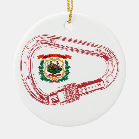 ウェストバージニア州旗登山カラビナー セラミックオーナメント (正面)