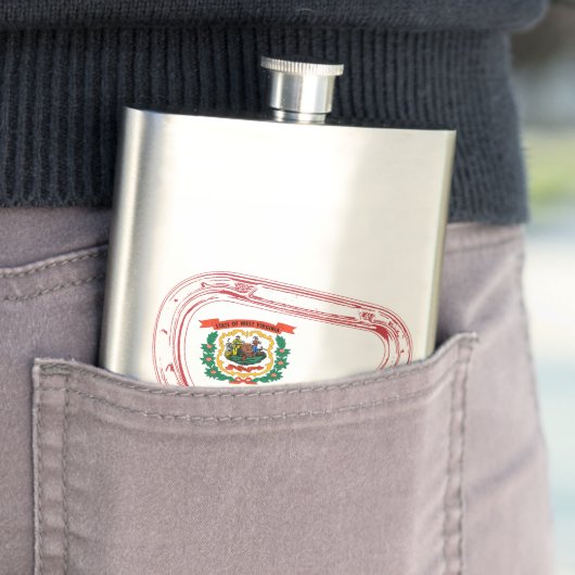 ウェストバージニア州旗登山カラビナー フラスク (インサイチュ)