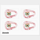 ウェストバージニア州旗登山カラビナー 長方形シール (シート)