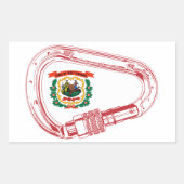 ウェストバージニア州旗登山カラビナー 長方形シール (正面)