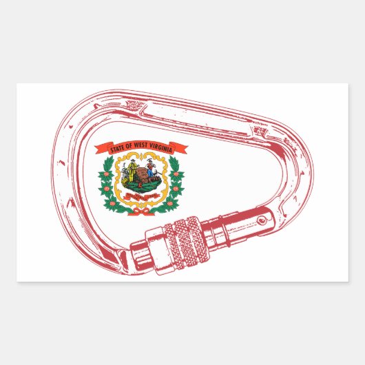 ウェストバージニア州旗登山カラビナー 長方形シール (正面)