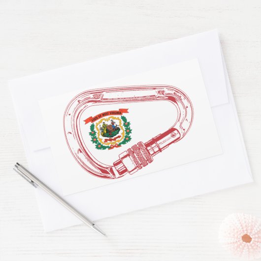 ウェストバージニア州旗登山カラビナー 長方形シール (封筒)