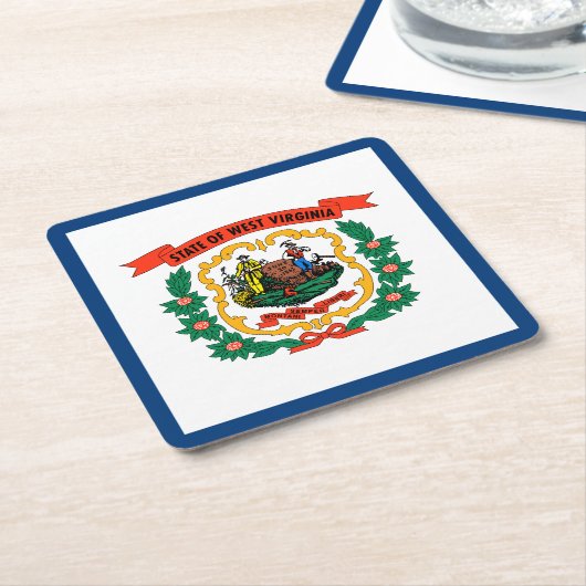 ウェストバージニア州旗 スクエアペーパーコースター (アングル)