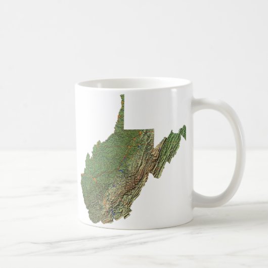 ウェストバージニア州旗+地図マグカップ コーヒーマグカップ (右)