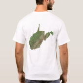 ウェストバージニア州旗+地図Tシャツ Tシャツ (裏面)