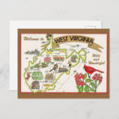 ウェストバージニア州 ヴィンテージ イラスト入り ポストカード (正面/裏面)