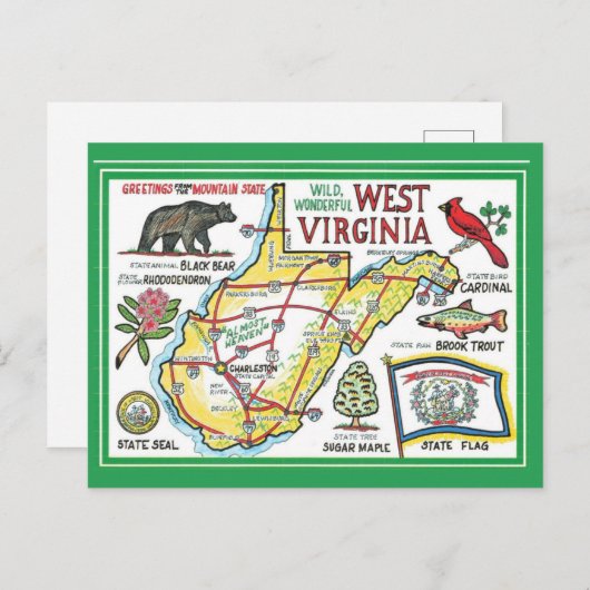 ウェストバージニア州 ヴィンテージ ポストカード (正面/裏面)