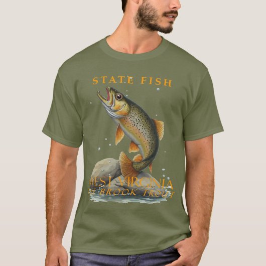 ウェストバージニア準州 魚 ブルックトラウト Tシャツ (正面)