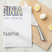 ウェストバージニア統一された州レトロマップヴィンテージUSA キッチンタオル (四つ折り)