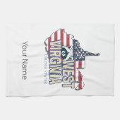 ウェストバージニア統一された州レトロマップヴィンテージUSA キッチンタオル (横)