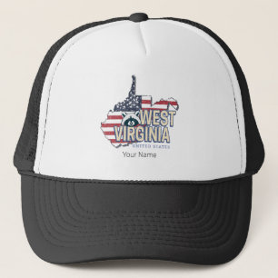 ウェストバージニア統一された州レトロマップヴィンテージUSA キャップ