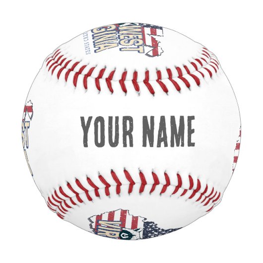 ウェストバージニア統一された州レトロマップヴィンテージUSA 野球ボール (裏面)