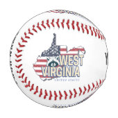 ウェストバージニア統一された州レトロマップヴィンテージUSA 野球ボール (正面左)