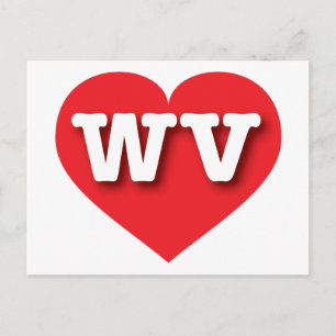 ウェストバージニア赤いハート- I love WV ポストカード
