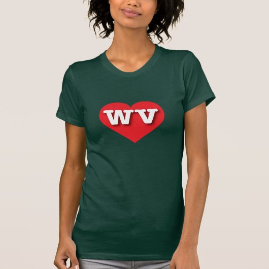 ウェストバージニア赤いハート- I love WV Tシャツ (正面)