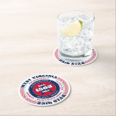 ウェストバージニア赤白青タイポグラフィ ラウンドペーパーコースター (インサイチュ)