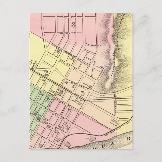 ウェストバージニア、パーカースバーグの地図 ポストカード (正面)